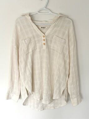 Rip Curl Cream Textured Button Swimsuit Coverup